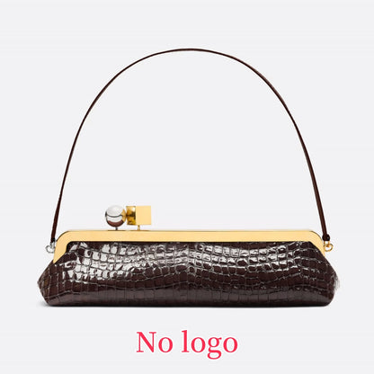 Long Clutch Bag with Removable Shoulder Strap, Women's Fashionable Baguette Bag, Luxury Designer Clip Handbag Purses for Ladies