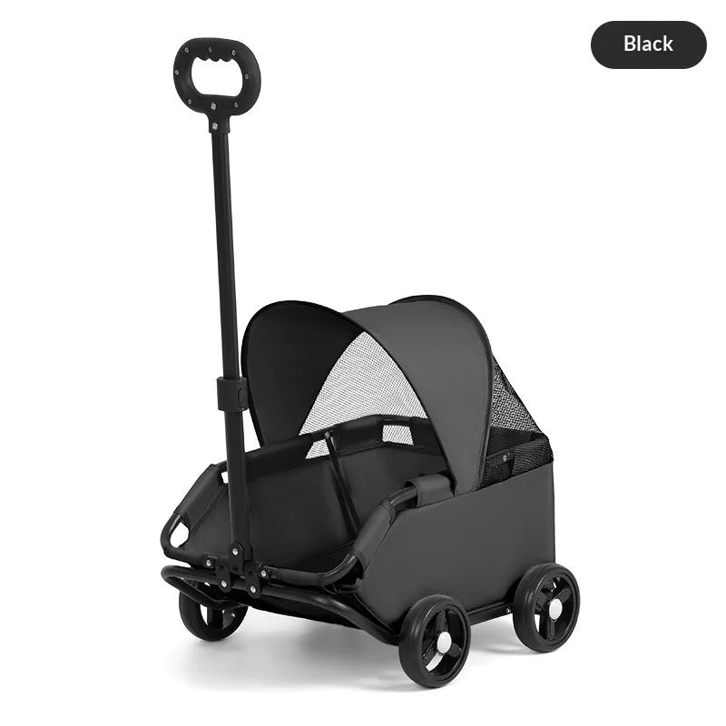 Foldable Dog Stroller 4 Wheel Pet Cart With Sun Cover For Travel Shopping Walking Playing For Small Dogs Cats Puppy Kittens