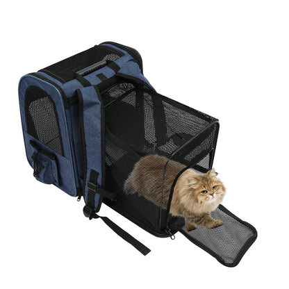 Pet Transport Box with Wheels, Pet Trolley Backpack, Pet Bag Trolley Case for Cats Small Dogs Up to 33lbs