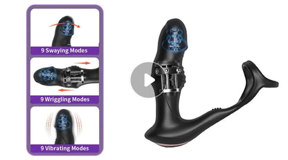 Bokisoon Prostate Massager Anal Vibrator 9 Wiggling Thrusting with Cock Ring Butt Plug Remote Control Sex Toys P Sport Massager