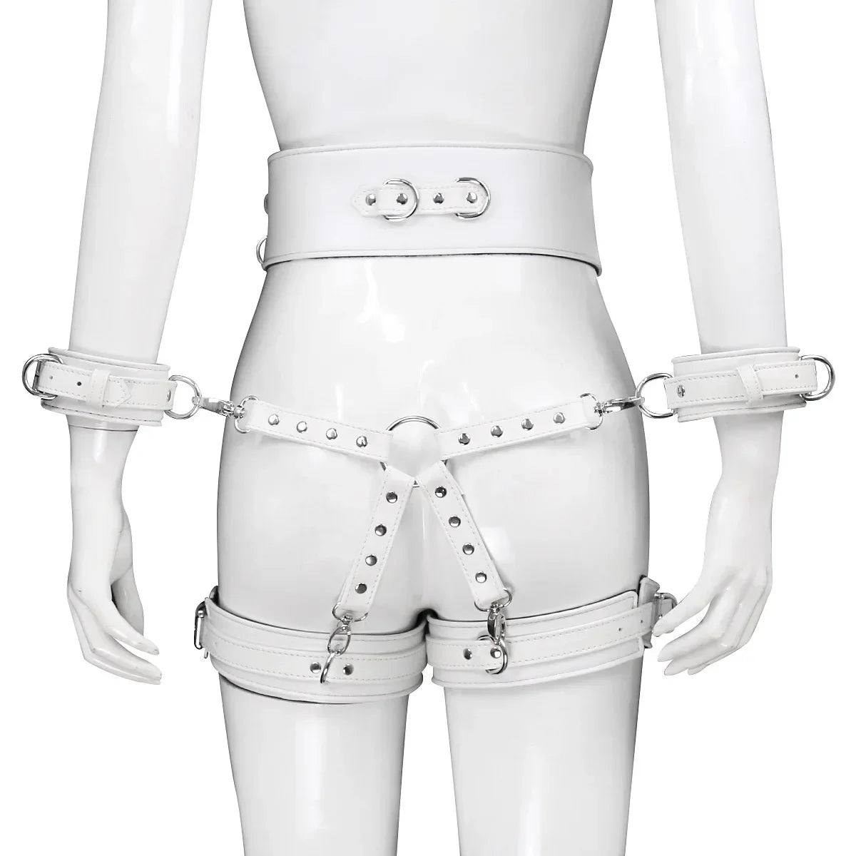 Professional BDSM Red Leather Harness Set Collar Handcuffs Restraint Kit for Women Slave Role Play Fetish Gear Adult Game Toy