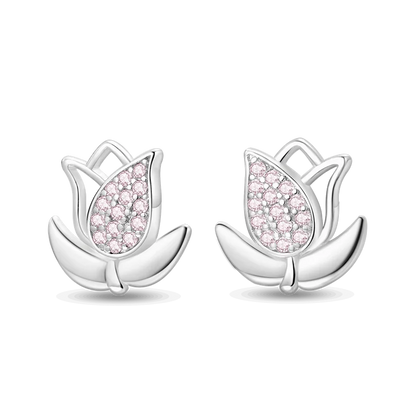 925 Sterling Silver Earrings Jewelry Hoop Flower Ear Studs Campanula Sparkling Pave Earring Wedding Gift For Women Anniversary