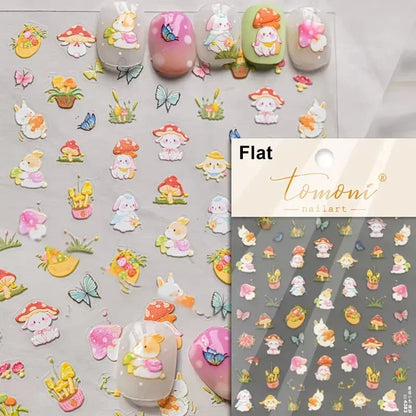 Collage Text English Letter Musical Note Star Graffiti Colorful 5D Love Heart Bowknot Nail Art Sticker Adhesive Manicure Decals