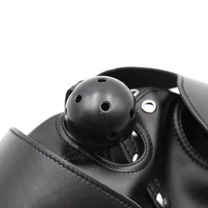 Bondage BDSM Sex Mask Fetish Hood With Gags Leather  Deprivation Hood Adult Slave Games Full Head Sex Toys for Women Men Gay