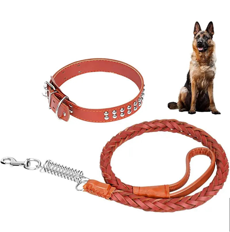 Heavy and Duty Large Dog Leash Genuine Leather Braided Dog Training Leash for Shepherd Medium Large Dogs Pet Supplies