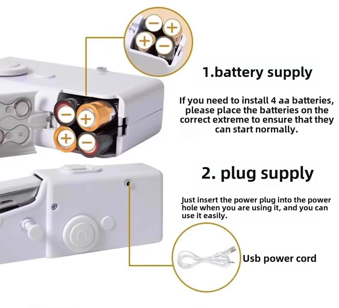 Portable Handheld Electric Sewing Machine Mini Quick Stitch Home Clothes Repair DIY Fabric Sewing Tool for Clothing Crafts