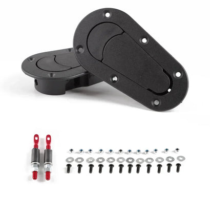 2Pcs Black Front Hood Engine Bonnet Pin Latch Lock Universal for Racing Car, Safety Protection with / without keys