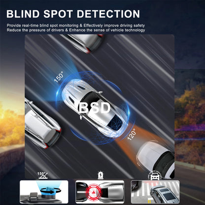 Podofo 4K Dashcam 9.66'' Mirror Dash Car Camera Rear Camera  Video Recorder Night Vision Loop Recording G Sensor 24H Parking Monitoring
