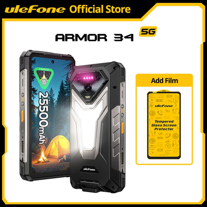 【World Premiere】Ulefone Armor 34 5G AI Rugged Phone 25500mAh Up to 32GB+512GB 120Hz 6.95" NFC Android 15 Smartphon
