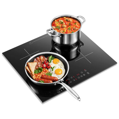 Indukcinė kaitlentė, 4 zonų, įmontuojama, 60 cm, elektrinė, su galios padidinimo (Booster) funkcija, jutiklinis valdymas, 6000 W, 9 galios lygiai, laikmatis 1-99 min., užraktas nuo vaikų