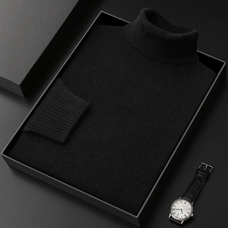 Men's Turtleneck 100% Cashmere Sweater Autumn Winter Basic Long Sleeve Pullover Cashmere Knitwear Soft Warm Comfy Clothing