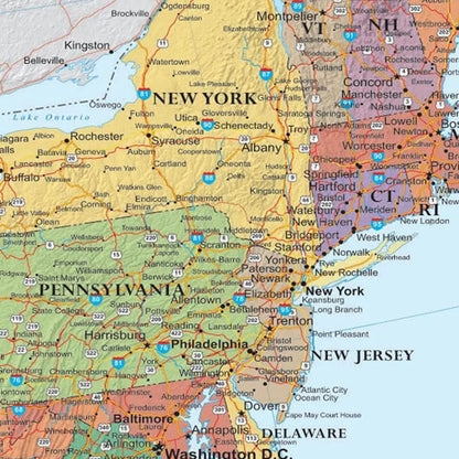 Canvas US American Administrative Map Unframed In English Prints Art Pictures Decoration Office Wall Decor Map School Supplies