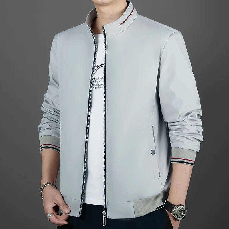 Men's Autumn Fashion Baseball Jackets Long Sleeve Stand Collar Loose Outwears Coats Sport Casual Slim Fit Business Jacket Male