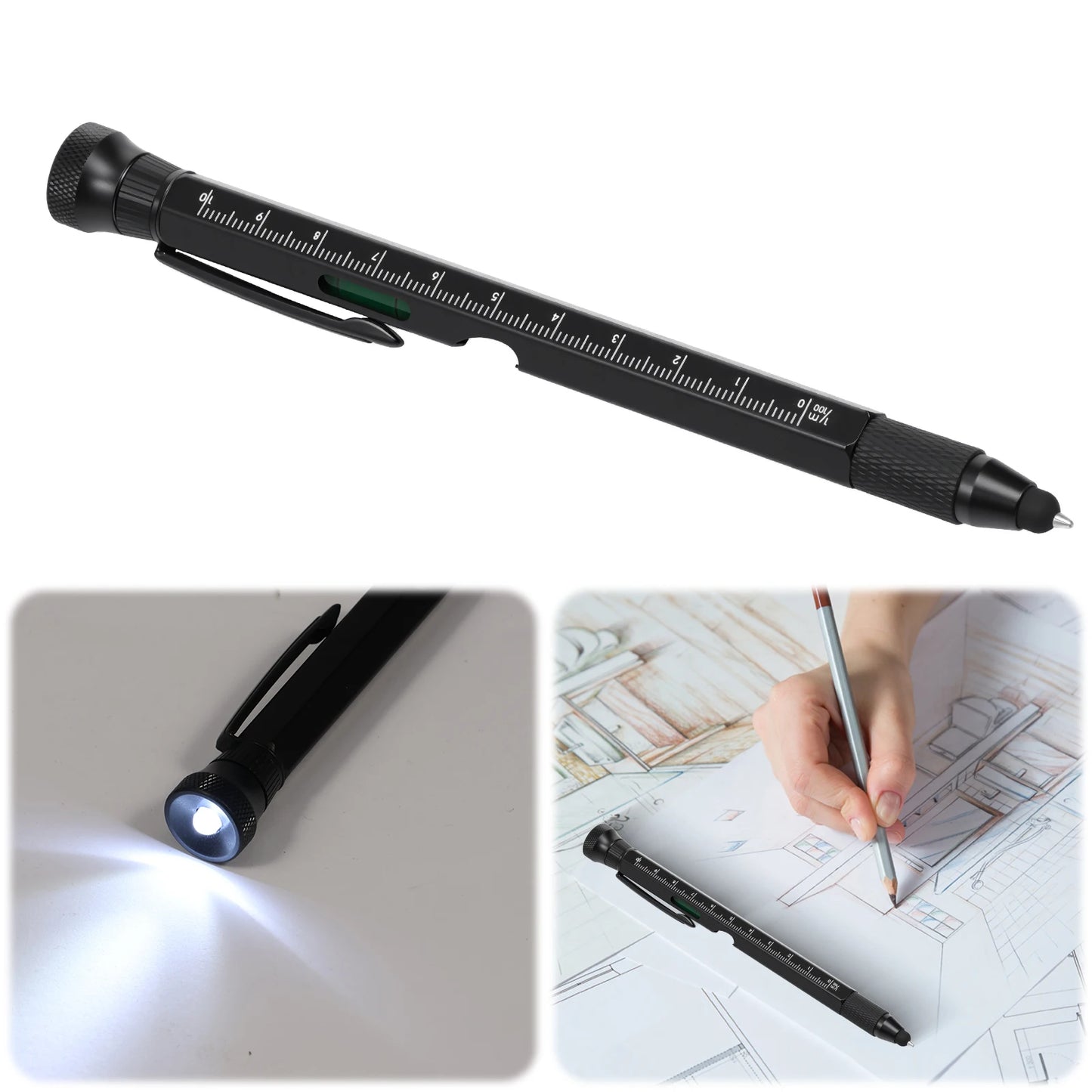 12 In 1 EDC Multi Tool Pen with LED Light Level Bottle Opener Touchscreen Stylus and Screwdriver Father's Day Men Gadgets Gifts