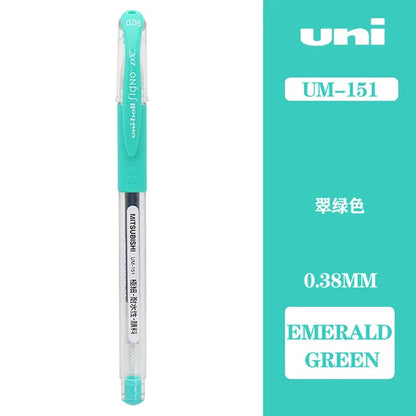 Japan Uni UM-151 Gel Pen 0.38mm Bullet Tip Writing Smooth Student Notes Special School Supplies 20 Colors Available Stationery