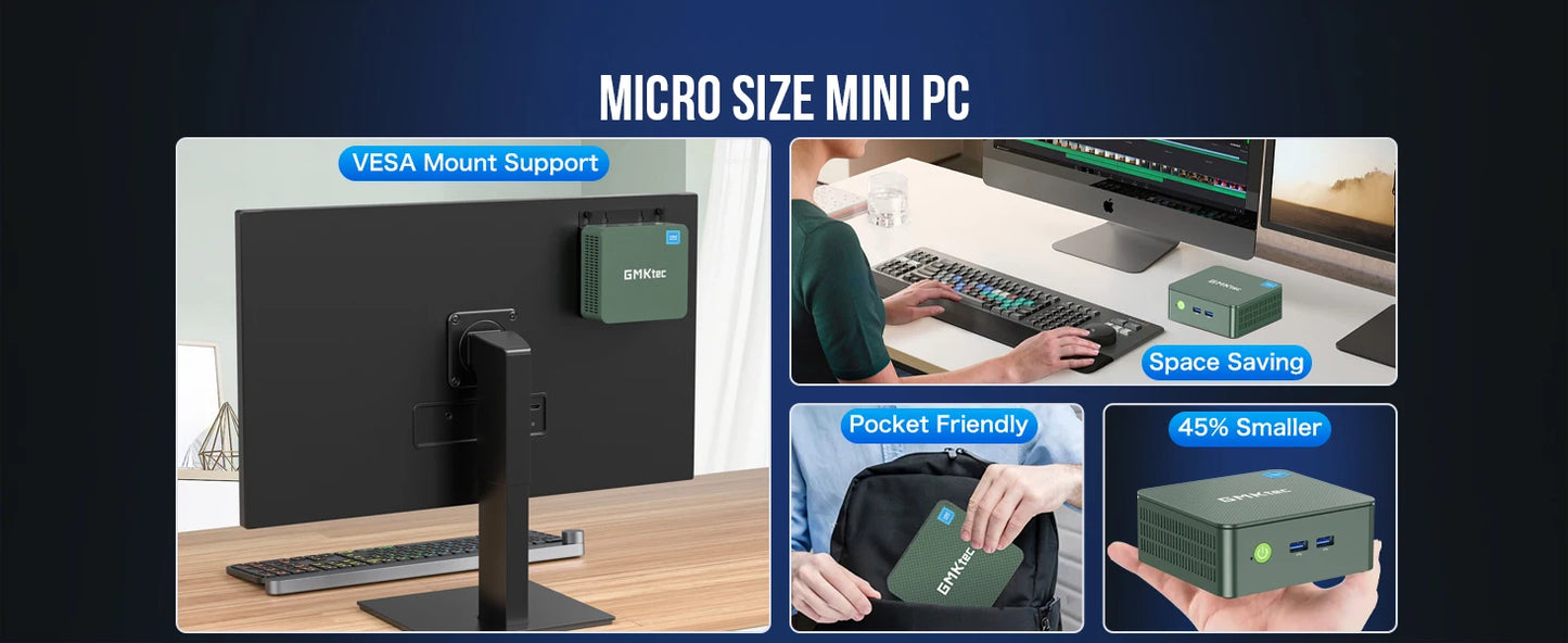 GMKtec G3 Mini PC Intel Alder Lake N100 Windows 11 Pro Desktop Computer 8/16GB RAM 256/512GB PCIe M.2 SSD WiFi 6 BT5.2 Mini PC