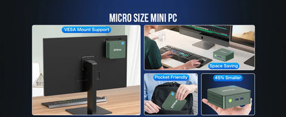 GMKtec G3 Mini PC Intel Alder Lake N100 Windows 11 Pro Desktop Computer 8/16GB RAM 256/512GB PCIe M.2 SSD WiFi 6 BT5.2 Mini PC