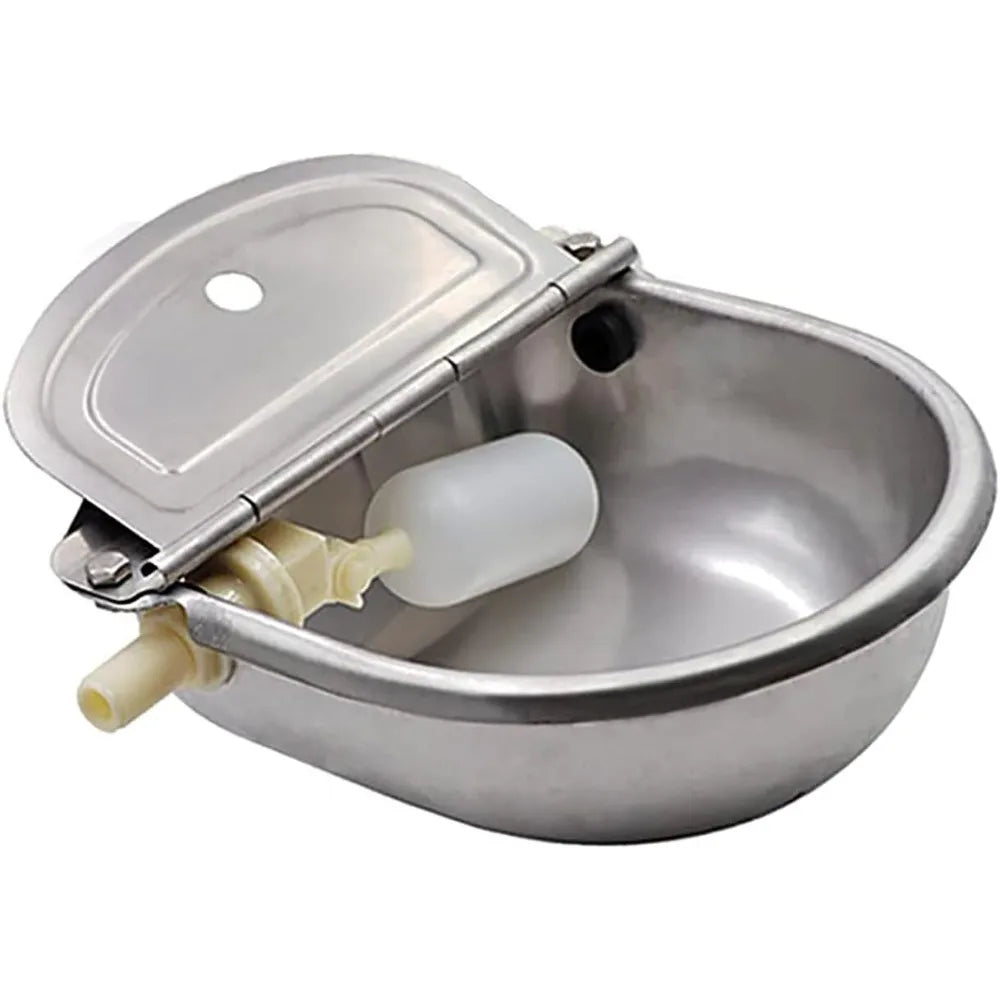 Stainless Steel Cow Water Bowls Automatic Drinking Bowls with Float Bowl Water Outlet for Dog Cattle Sheep Drinker Farm Supplies
