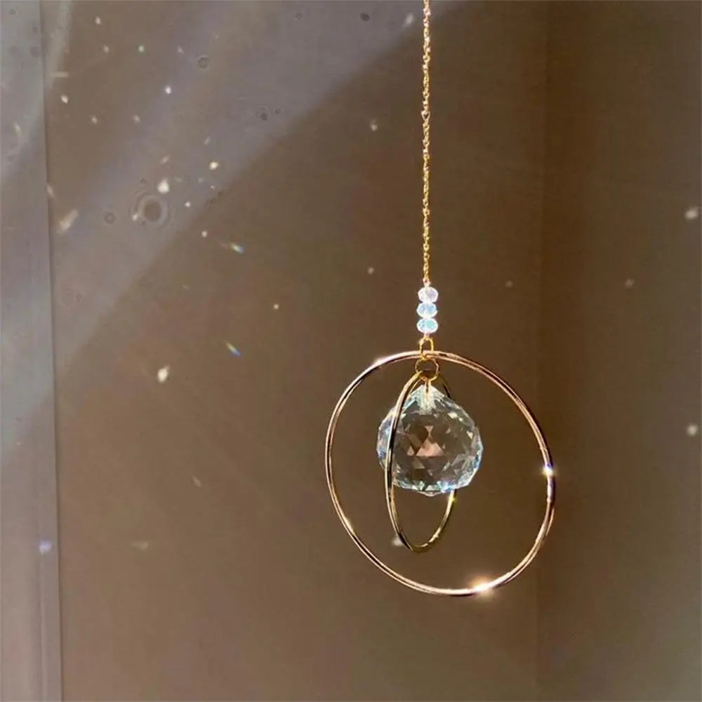 Suncatcher Hanging Crystal Moon Catcher Pendants Wind Chimes Rainbow Prism Window Drop Bell Christmas Tree Home Decor
