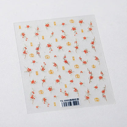 5D Pudding Jelly Dessert Fruit Cherry Pink Claw Print Bowknot Tie knot Love Heart Stars Nail Art Sticker Adhesive Manicure Decal