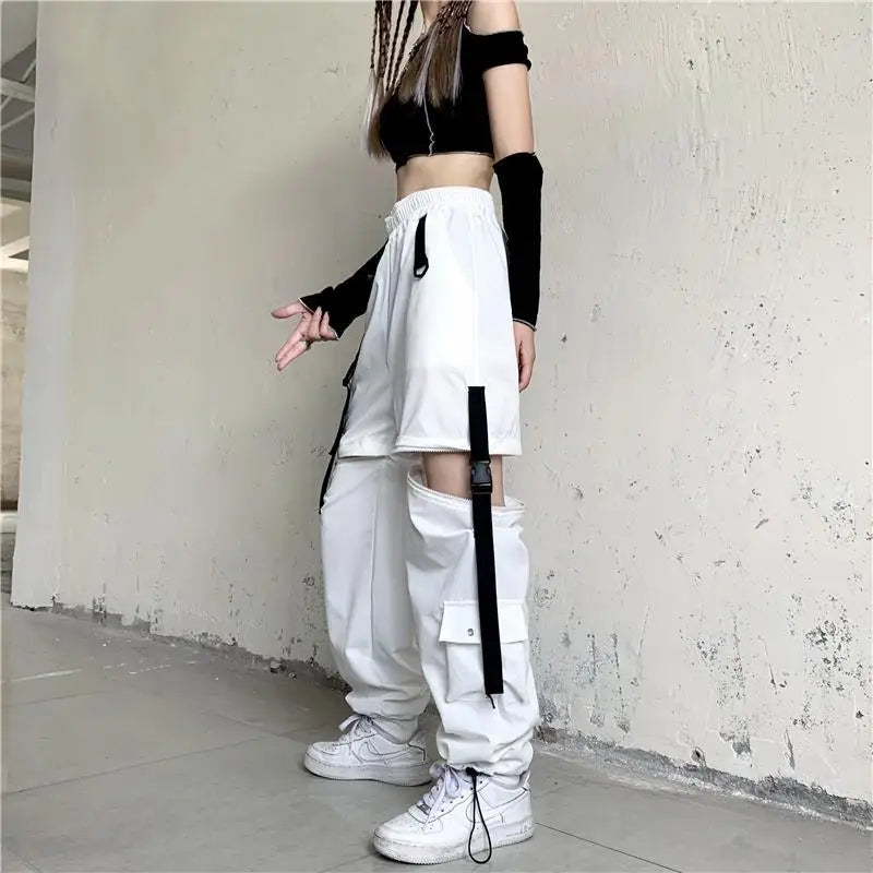 Casual Pants Women Cargo Korean Style Solid Spring Young Ladies Elastic Waist Popular Street Wear  Simple Ins Cozy Cool