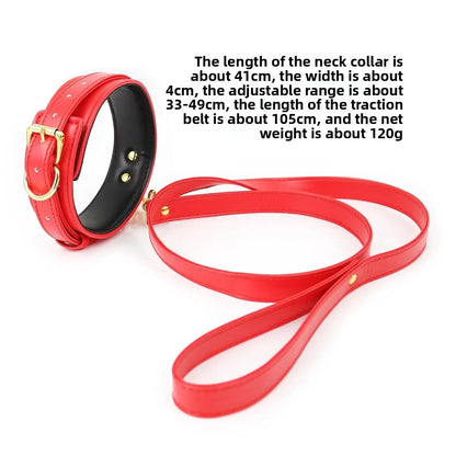 Professional BDSM Red Leather Harness Set Collar Handcuffs Restraint Kit for Women Slave Role Play Fetish Gear Adult Game Toy