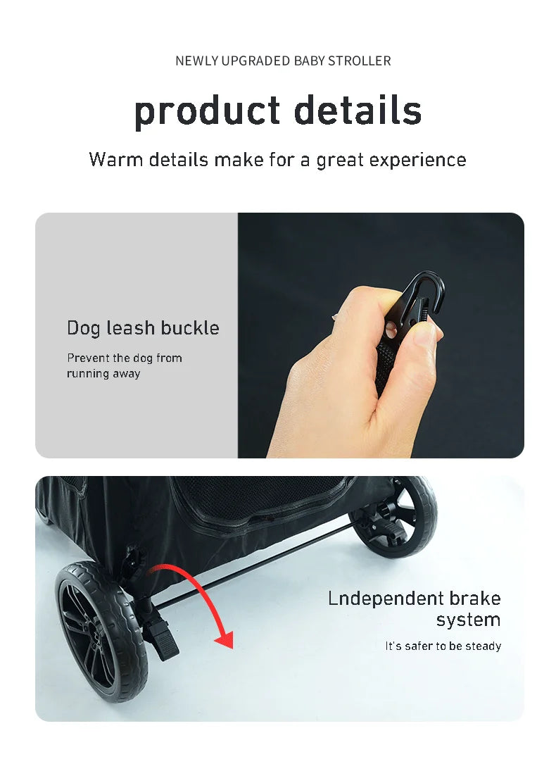 Large-sized Pet Stroller for Outdoor Travel Dog Mobility Scooter Large Capacity Dog Car Multifunctional Foldable Pet Stroller