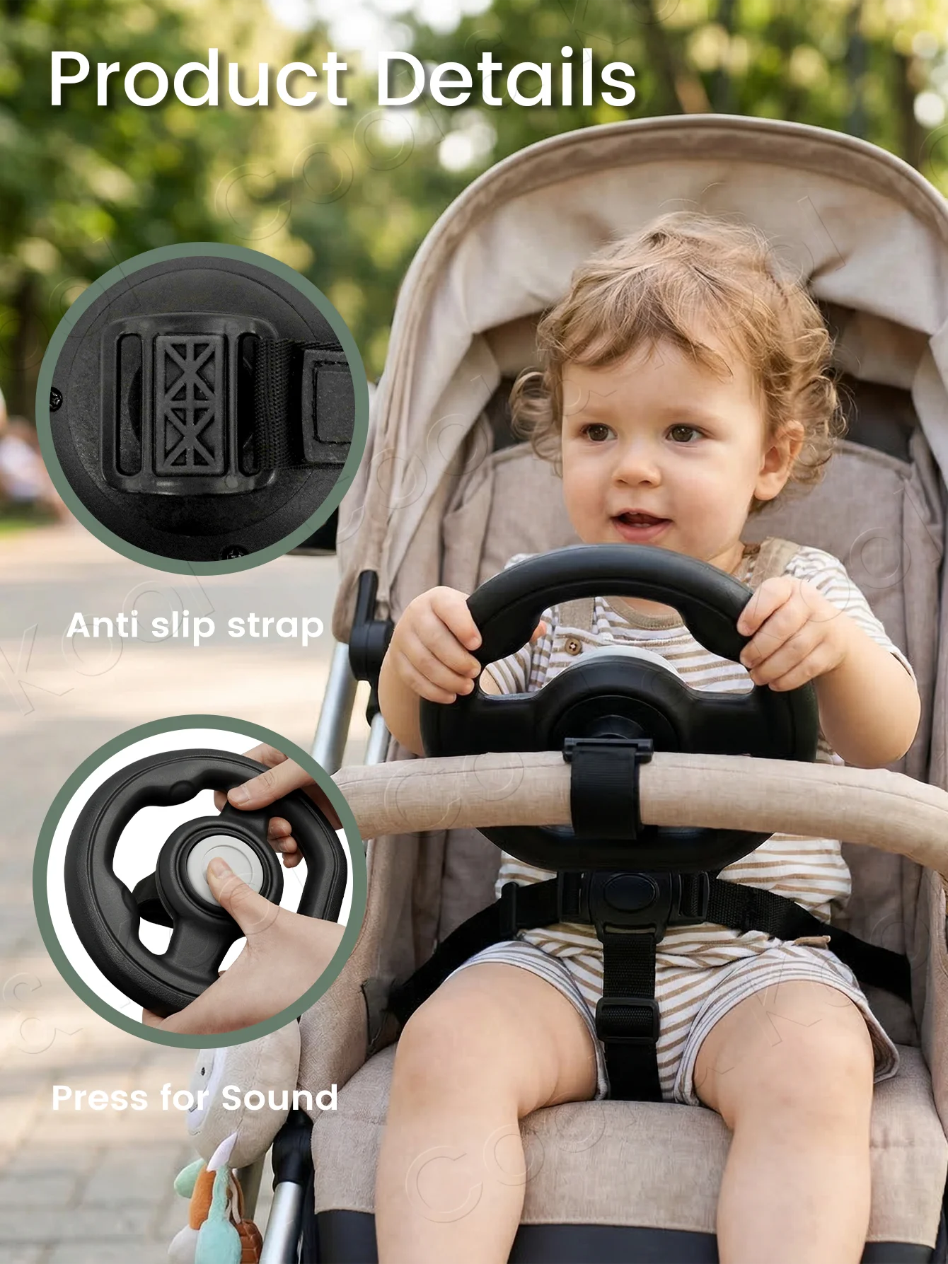 Stroller Steering Wheel  Fun Honking & 360° Rotation to Engage & Calm Fussy Riders, Easy-Attach Design