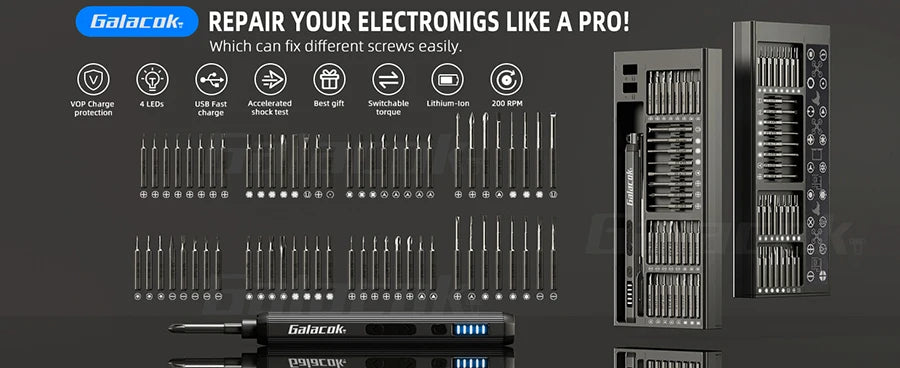 68 IN 1 Precision Electric Screwdriver Set 5 Levels Adjustable Comes Fill Light Professional Mobile Phone IPad Repair Tool