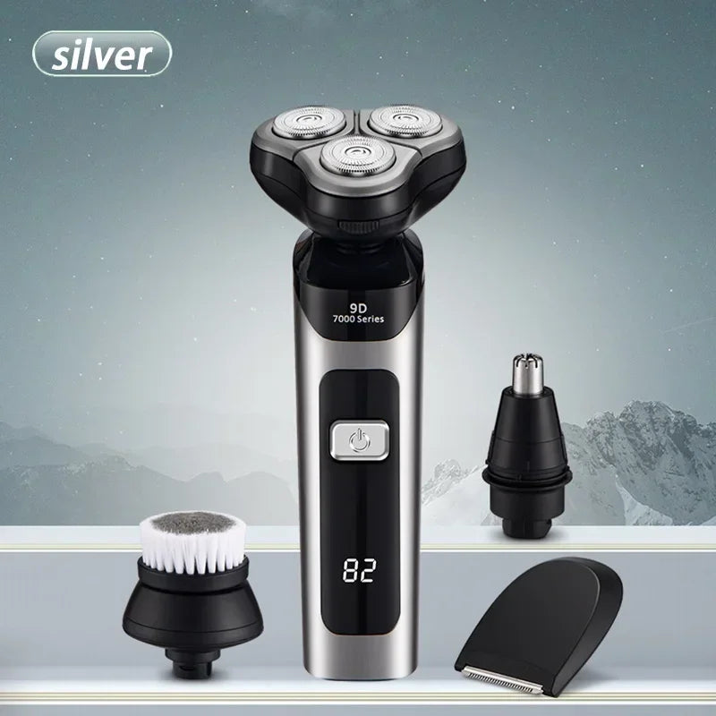Men's Electric Shaver Intelligent Digital Display Waterproof Full Body Wash High Power Rechargeable Beard Trimmer