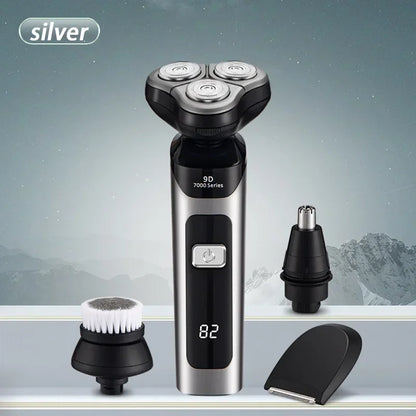Men's Electric Shaver Intelligent Digital Display Waterproof Full Body Wash High Power Rechargeable Beard Trimmer
