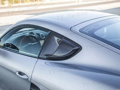 Real Carbon Fiber Rear Side Car window Air Vents Splitter Air knife Spoiler For Porsche 718 Cayman GTRS Style Bodykit 2016-2024