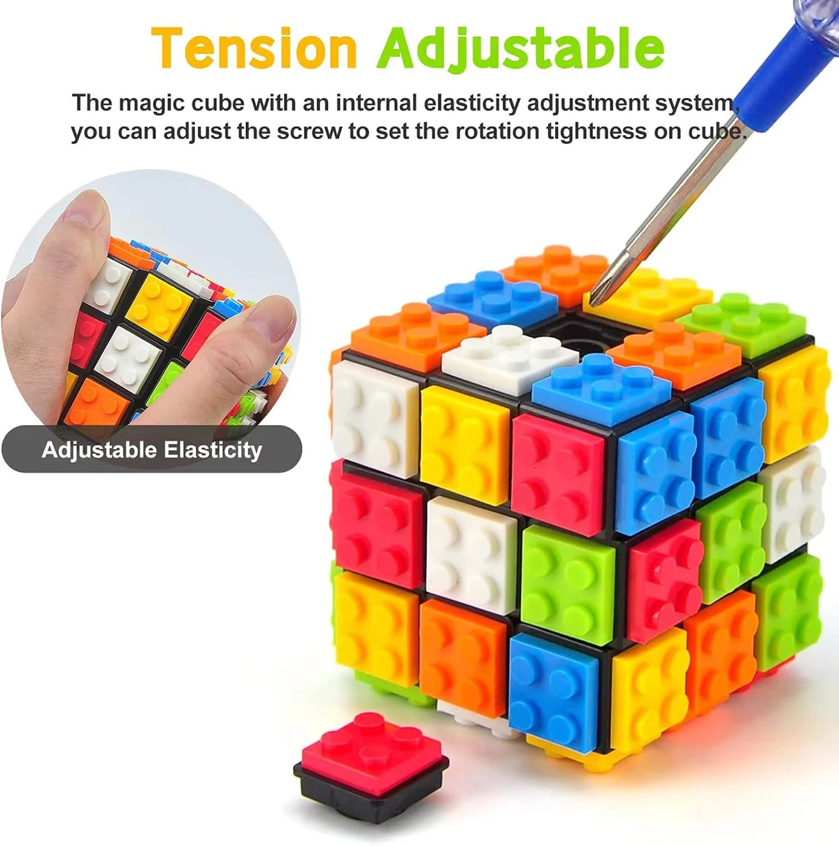 Building Blocks 3D Magic Puzzle Cube 3x3x3 DIY Fidget Toy Brick  puzzle professional smooth speed game children's toy gift