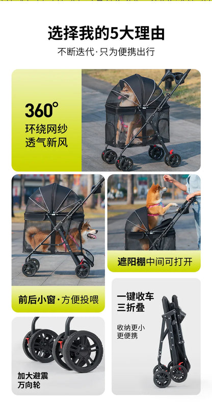 Medium and Large Dog Multi-functional Pet Cart Outdoor Travel Large Walking Dog Cart Portable and Foldable