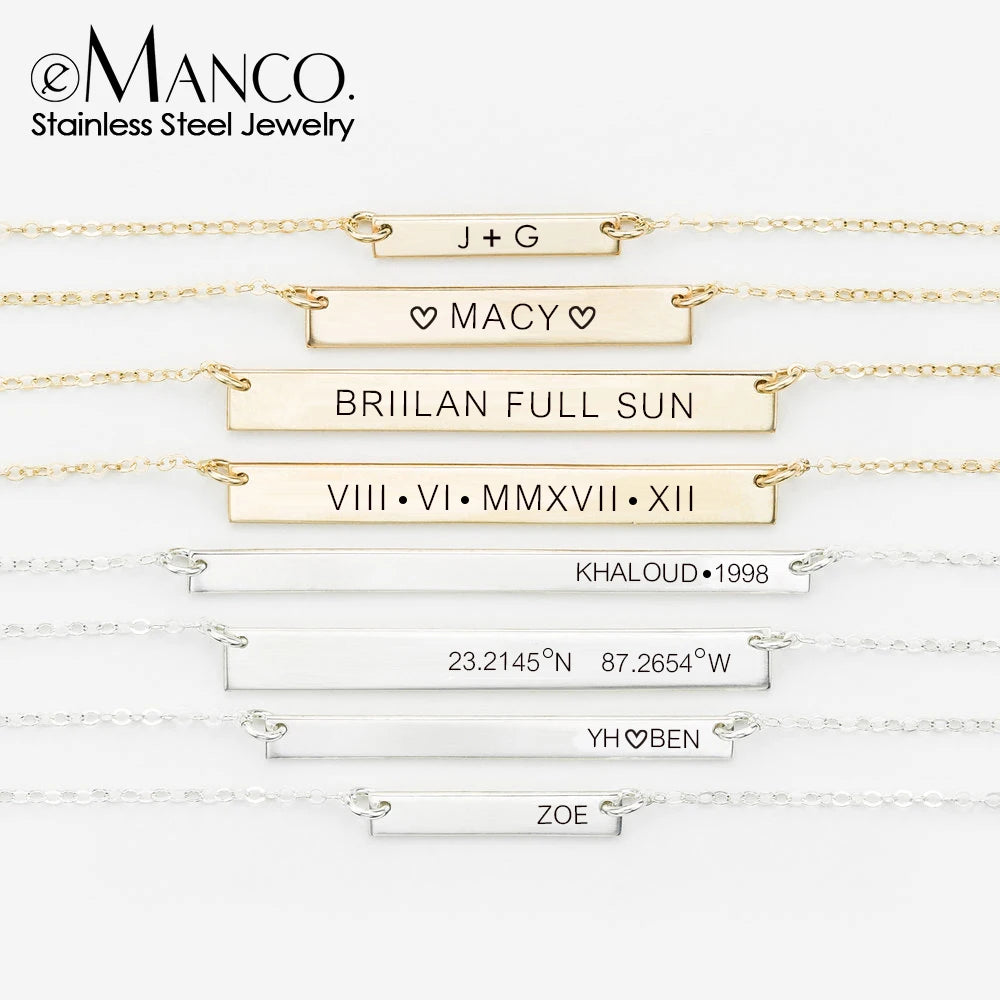 EManco Name Sentence Letter Necklace Women's Stainless Steel Necklaces Customized Initial Pendant Factory Direct
