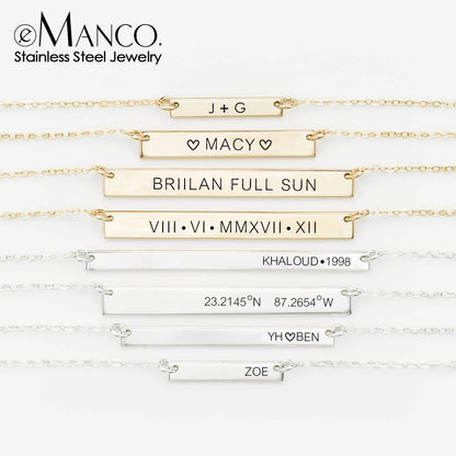 EManco Name Sentence Letter Necklace Women's Stainless Steel Necklaces Customized Initial Pendant Factory Direct