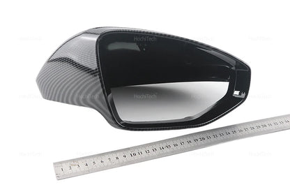 High Quality Carbon Fiber Glossy Black Replacement Side Mirror Covers Cap for Audi A6 S6 RS6 C8 A7 S7 RS7 A8 Left hand Drive
