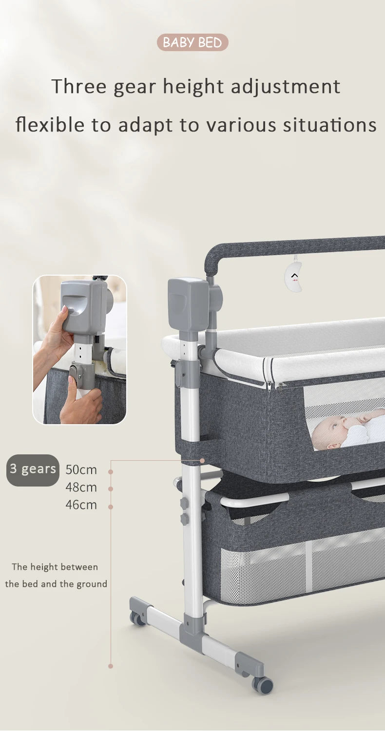 Electric Baby Crib Bassinet Cradle Bluetooth Music Timer with Automatic Swing Remote Control Foldable Design Breathable Mesh Sides Soft Mattress Stable Frame Safe Sleeping Bed for Newborn Infant Home Use and Travel Comfort Ba