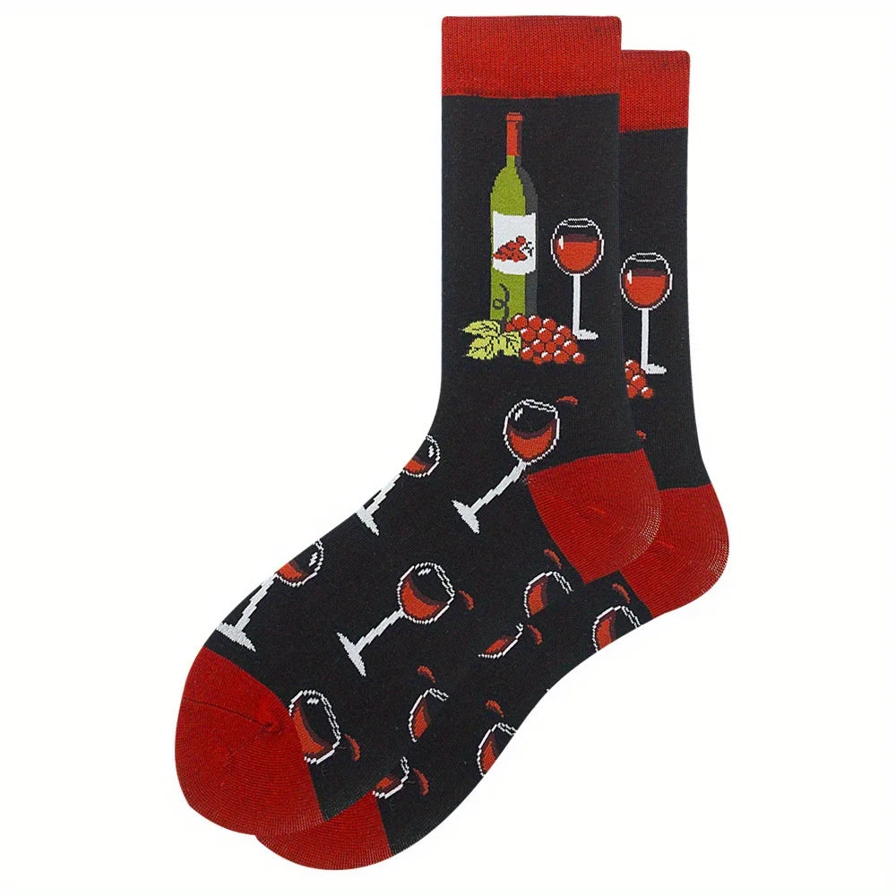 1 pair of men's cartoon printed tool pattern with unique and personalized long socks men  socks