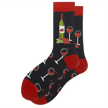 1 pair of men's cartoon printed tool pattern with unique and personalized long socks men  socks