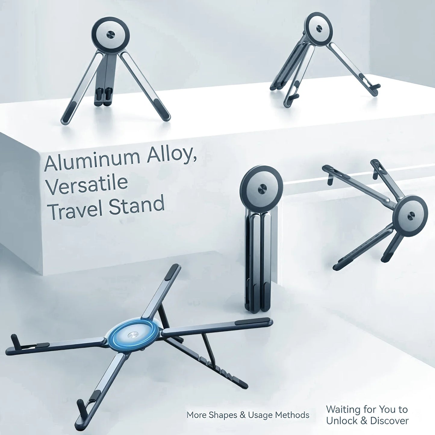 Foldable Magnetic Laptop Stand Aluminum Alloy Portable Adjustable Stand Heat Dissipation Holder for Smart Phone Tablet Notebook