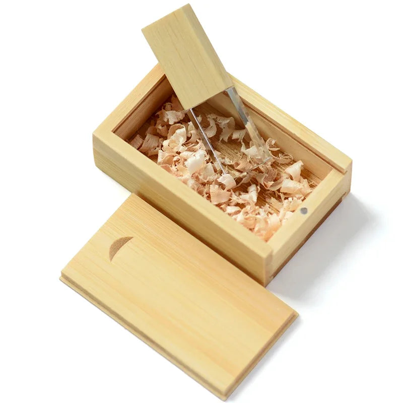 JASTER Crystal Plus Push-pull Box Maple USB Flash Drive 16GB 32GB 64GB 128GB Free Custom Logo Pen Drive Creative Business Gifts