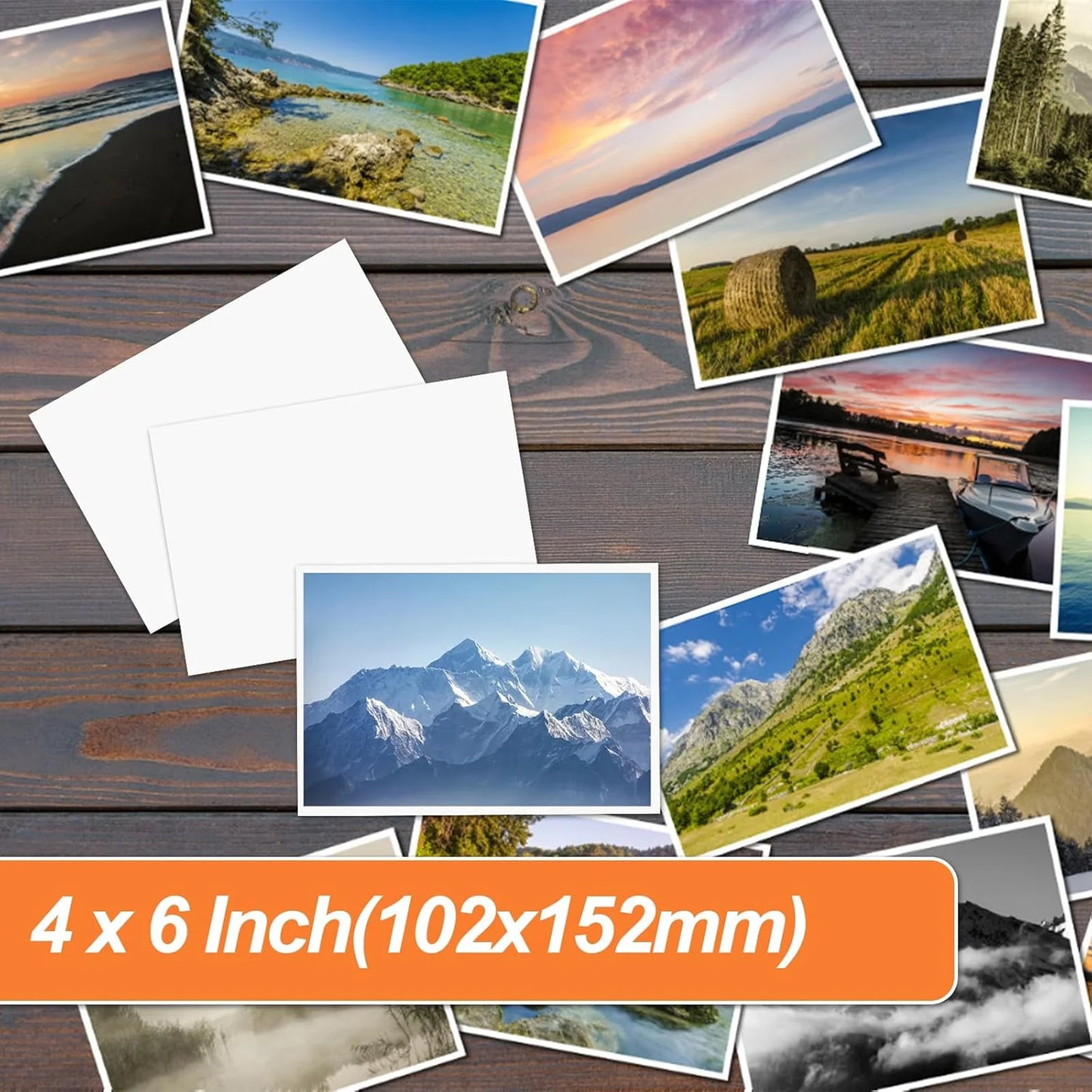 HUSPER 4x6 Inch 180gsm Single-Side Glossy Photo Paper 100 Sheets Inkjet Compatible Photo Printing Paper 102x152mm Grey Back
