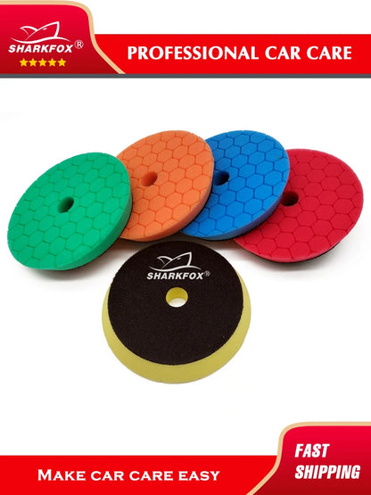 Sharkfox Polishing Pads 3/5/6 Inch Germany Foam Buff Sponge Pads Auto Car Buffing Pad Set for DA/RO Polisher Buffer Tools