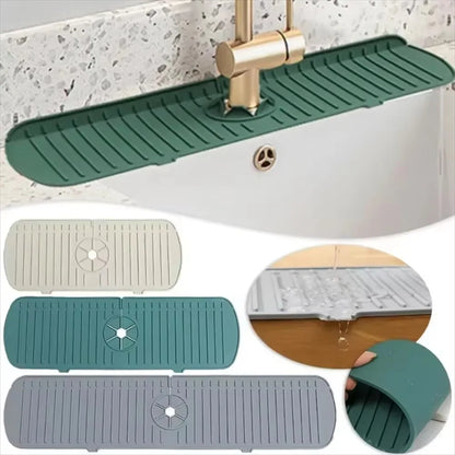 Silicone Tap Mat,Sink Splash Guard,Kitchen Tap Silicone Drain Mat, Silicone Tap Handle Drip Catcher Tray, Tap Mat for Kitchen