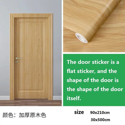 90x210cm/30X500cm Grey Wood Grain Wallpaper On The Door Adhesive  Furniture Refurbish Sticker Home Decor Wall Decal Door Sticker