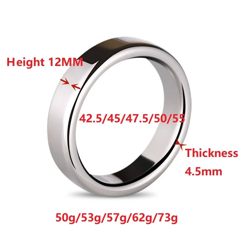 Top Quality Small Large Size Male Penis Ring Lock Stainless Steel Heavy Metal Cock Ring Ball Stretcher Erection Sexy Toy For Man