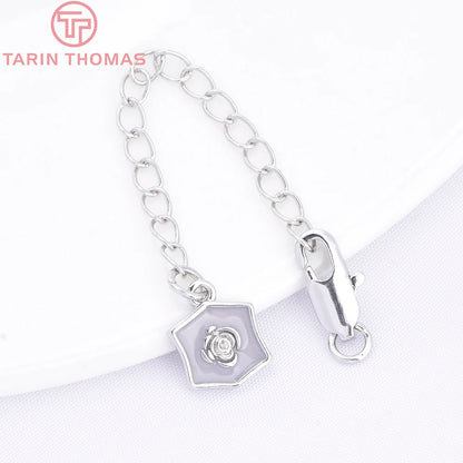 (3564) Full Length 85MM 24K Gold Color Plated Brass Extender Chain with Lobster Clasps High Quality Jewelry Accessories