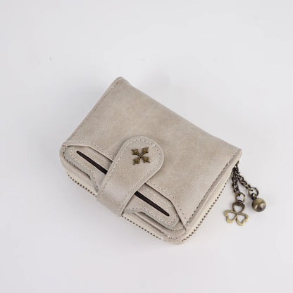 Women's short European and American fashion buckle wallet zipper coin purse