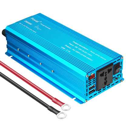 Pure Sine Wave Inverter DC 12V to AC 220V 230V 1500W/2200W/2600W/3000W Voltage Transfer Converter EU Socket Auto Accessories